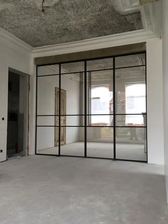 Design Glass Commercial Window and Door Steel Lobby Partition Design Office Full Height Glass Wall Partition