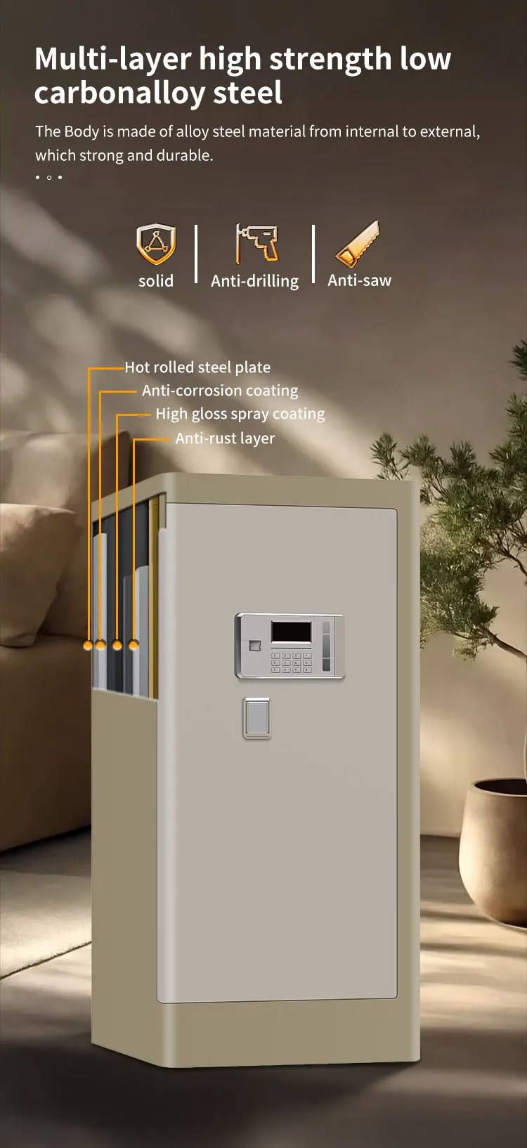 CEQSAFE Security Digital Electronic Steel Safe Box with Fingerprint Lock Household Safe for Home Storage factory