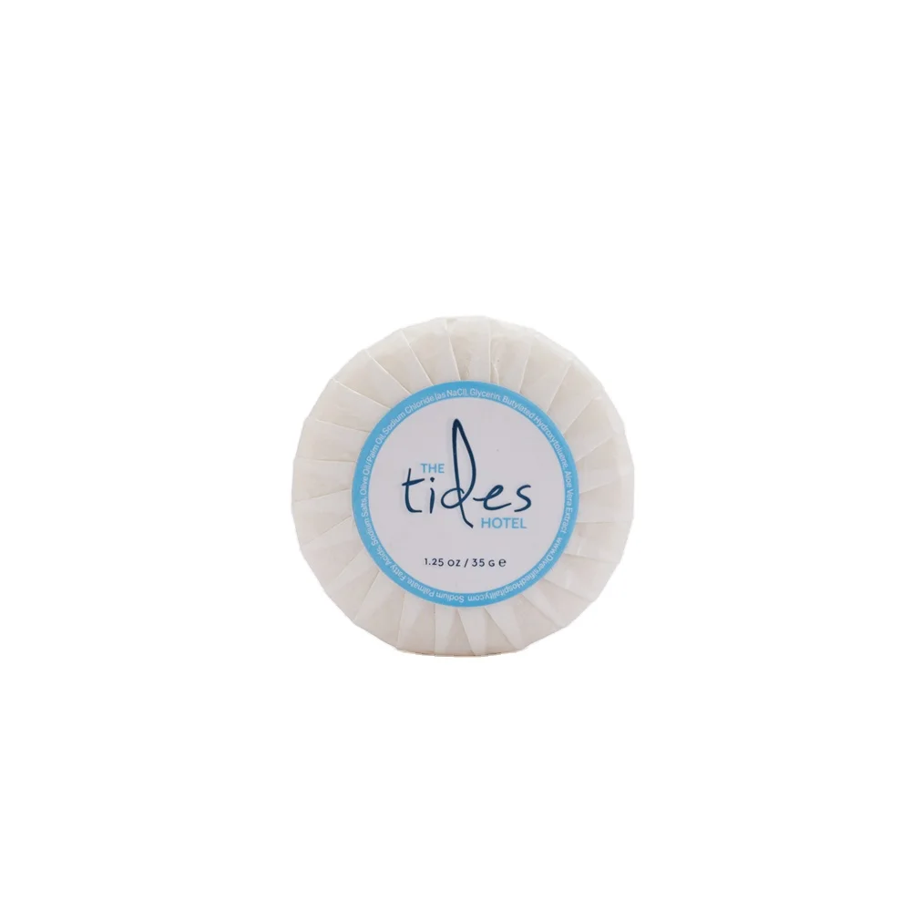 Luxury Customized Logo Printing Fragrance Disposable Hotel Amenities White Mini Pleated Round Soap
