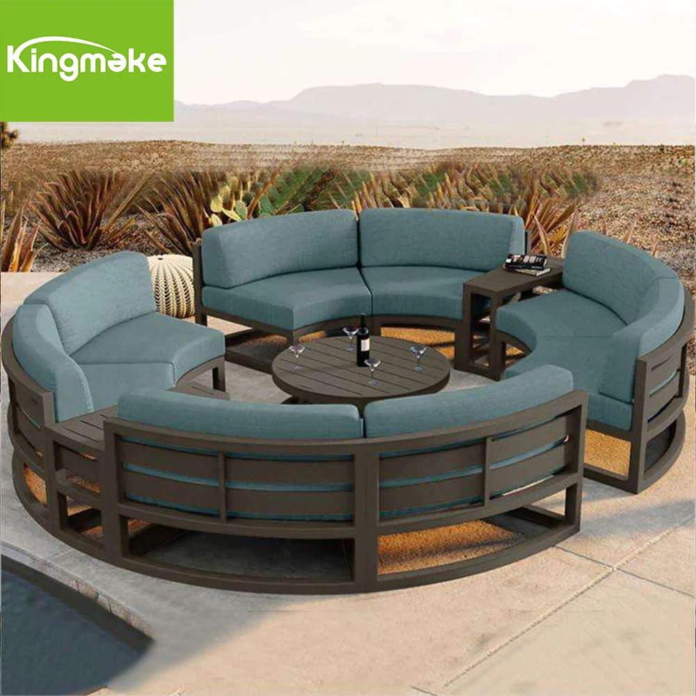 Luxury Hotel Metal Frame Outdoor Sectional Lounge Sofa Set Round ...