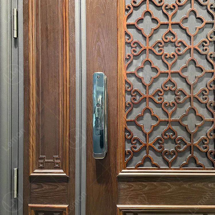 2022 Latest Design Entry Door Security Steel Exterior Door With Sliding Window House Front Entrance Doors