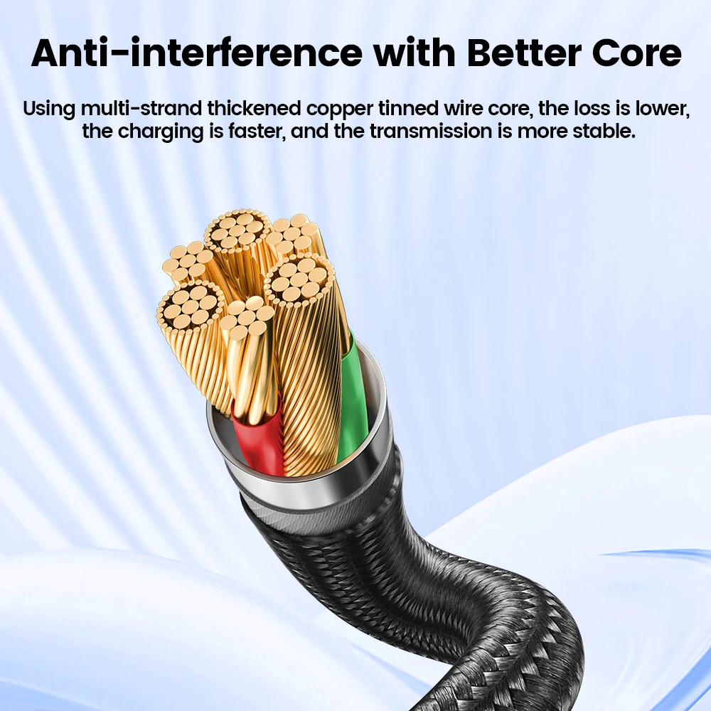 Toocki Usb C Data Cable Wire Roll 4 Core Usb Type C Cable 3a Fast