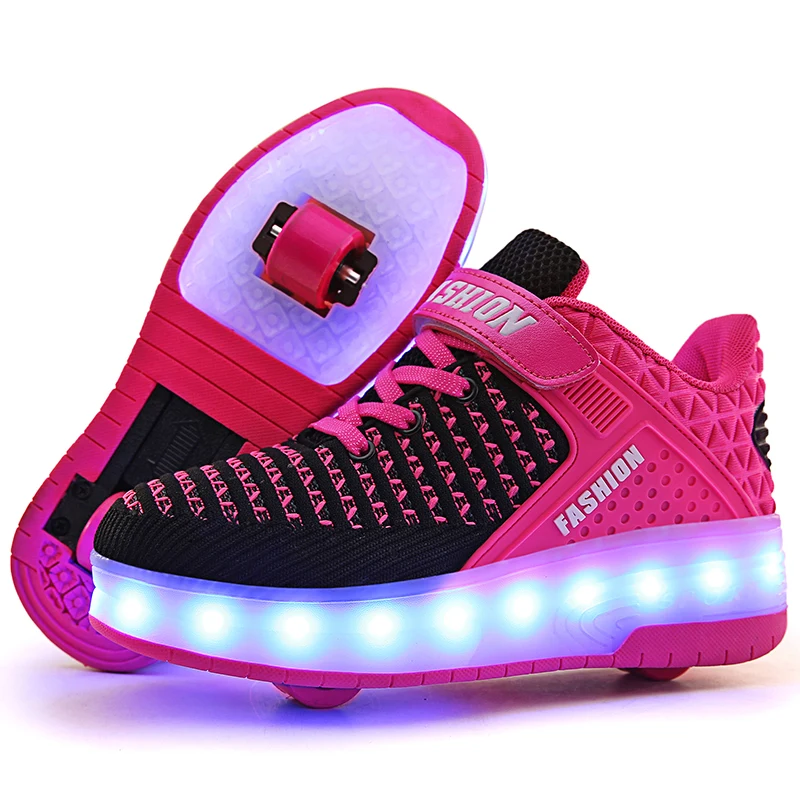 Aikuass Unisex LED Light up Roller Shoes USB Chargeable Wheeled Skate Sneaker Christmas Birthday Gifts for Boys and Girls Kids