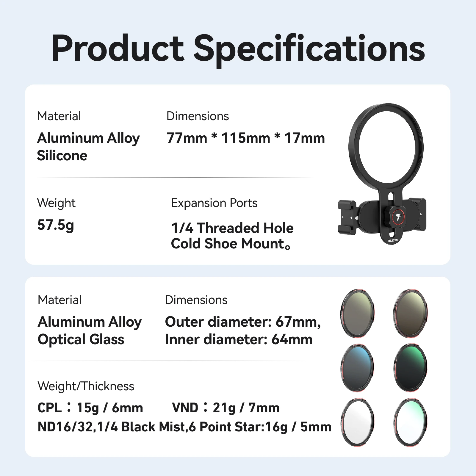 TELESIN Black Mist Filter for Phone & Camera