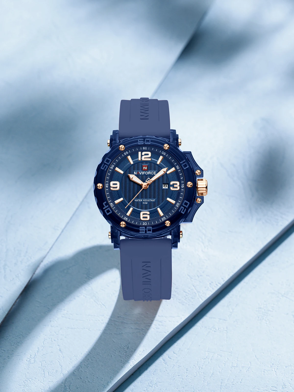 OEM NAVIFORCE Women's Casual Quartz Watch Waterproof Silicone Strap Calendar Display Luminous Pointer Ladies Fashion Watch