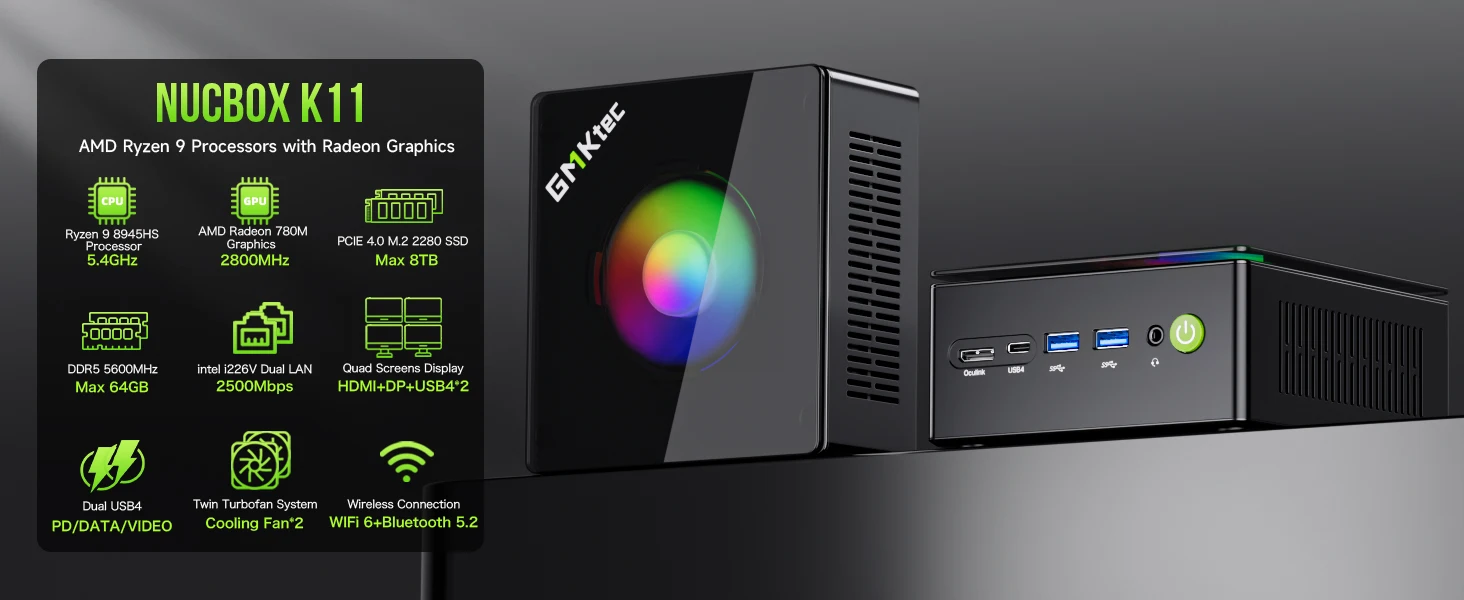 Gmktec K11 Gaming Desktop - AMD R9 8945HS Mini PC