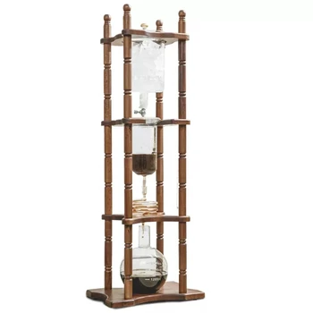Ice Drip Coffee Maker Cold Brew Pots with Coil Cold Brew 2500ml Round Wooden Frame Coffee Tower Coffee Accessories