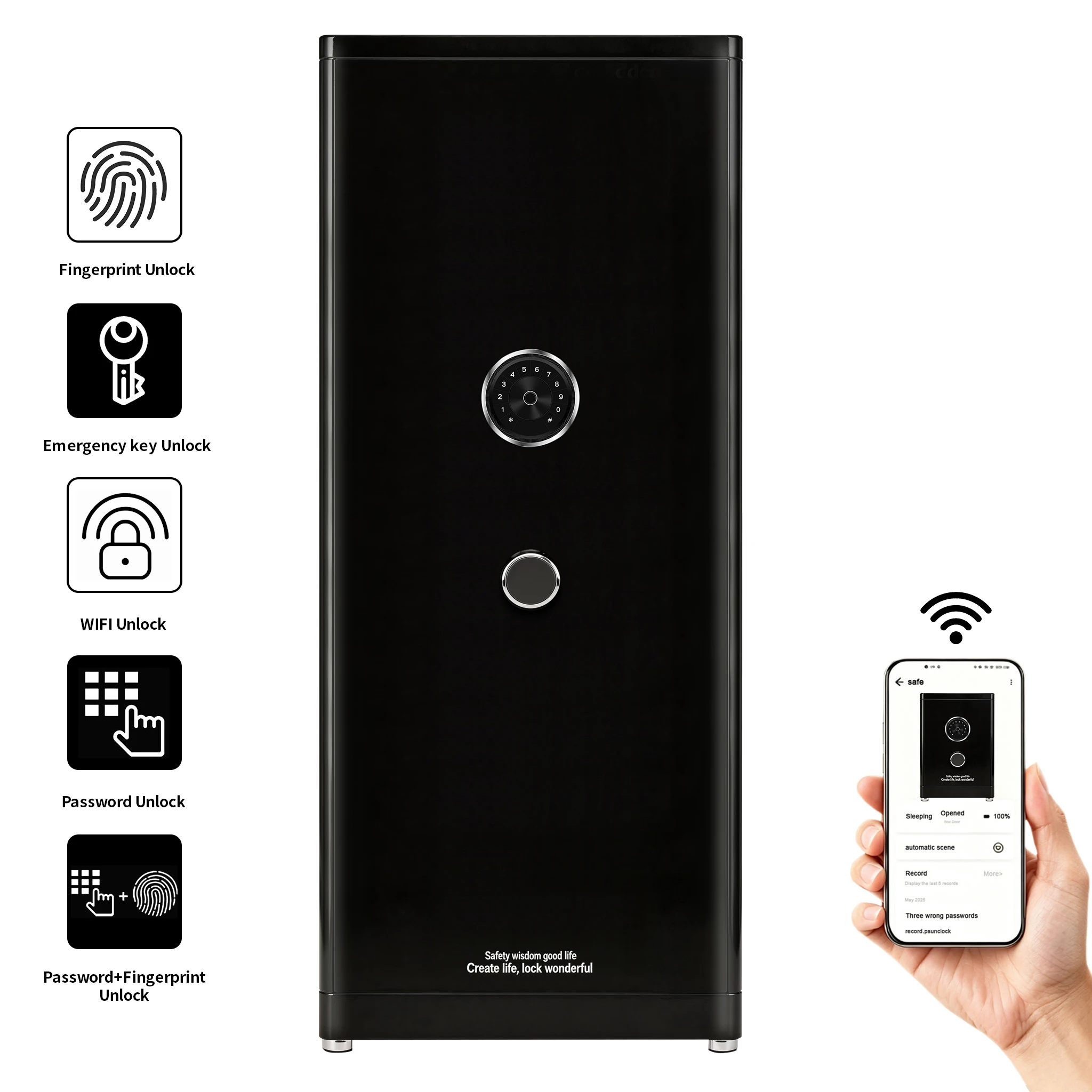 F1-1500 CEQSAFE Smart Bedroom Fingerprint Safe Box TUYA APP Control Digital Password Phone Remote Monitoring Lock Cabinet