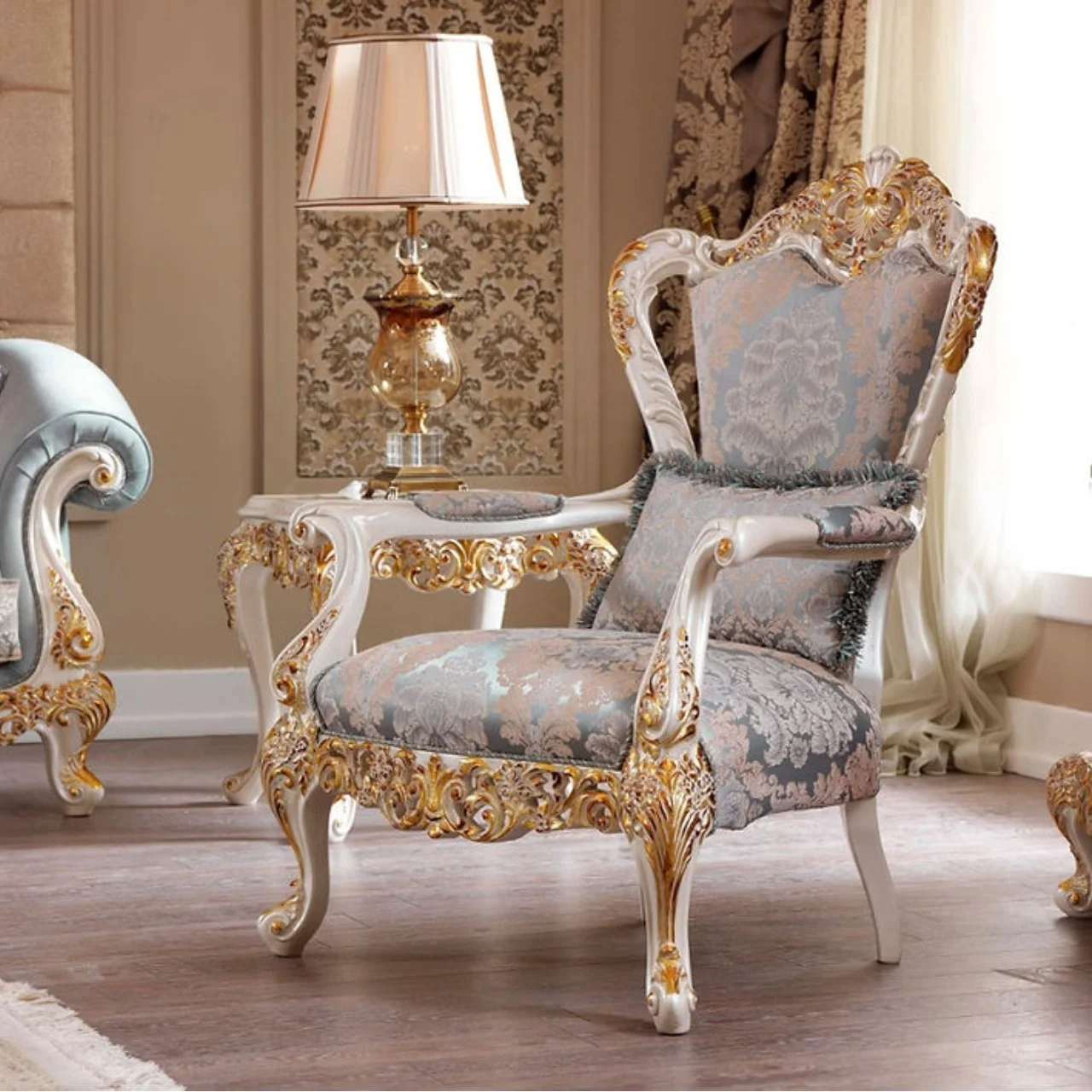 Luxury Gold Frame Antique Gold Living Room Sofa Set Royal Wood Carved ...