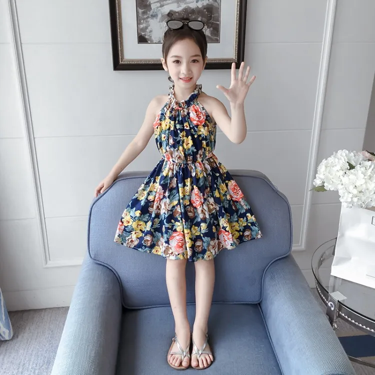 New Summer Floral Girl Dresses Girls Clothes Kids Cotton Dress Size