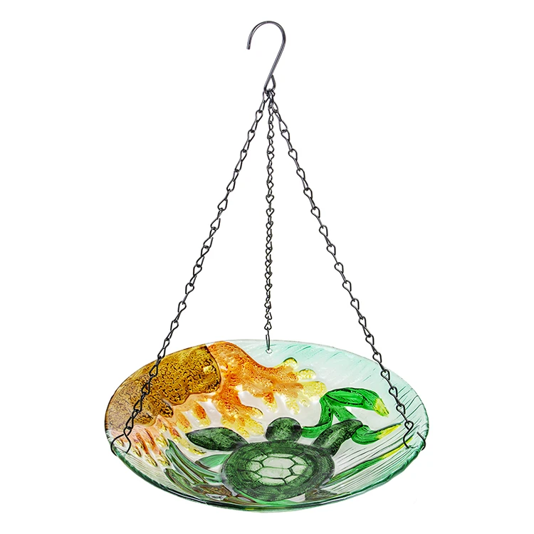  Bird Feeder for Outdoor, Marine Animal Glass Hanging Bird Bath for  Patio Yard 