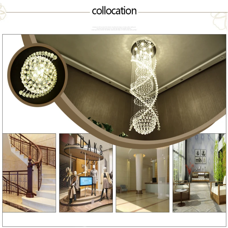Double Helix Crystal Chandelier Cross Spiral Pendant Lamp for Living Room Hotel Hallway Foyer Entry Way Ceiling Light