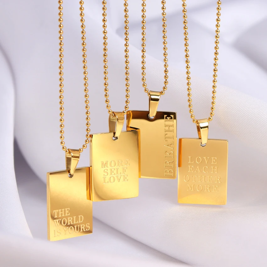 Personalized Necklace Jewelry Gold Plated Stainless Steel