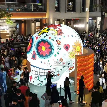 Halloween Decoration Festival LED light giant inflatable skull face decoration model inflatable monster