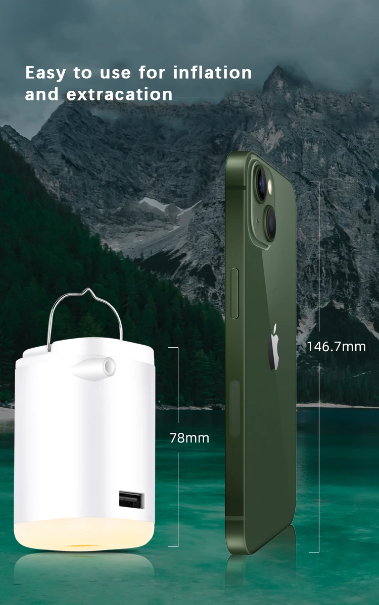 Outdoor Portable Rechargeable Mini Inflatable Mat Electric Air Pump Inflate Deflate Camping Emergency lights supplier