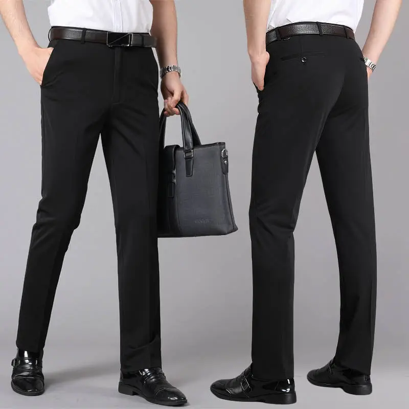 Men's Business Trousers Casual Pants Thin Pants Stretch Straight Suit ...