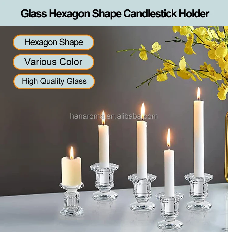 Clear Crystal Taper Candlesticks Candle Holders For Wedding Table