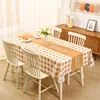 Brown and white checkered table runner