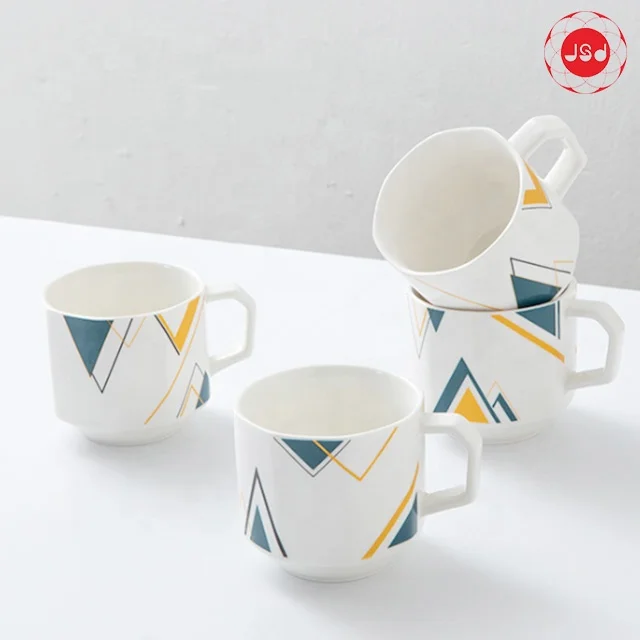 Stackable Ceramic Tea Cups Small Demitasse Mugs for Home Office Coffee Mug