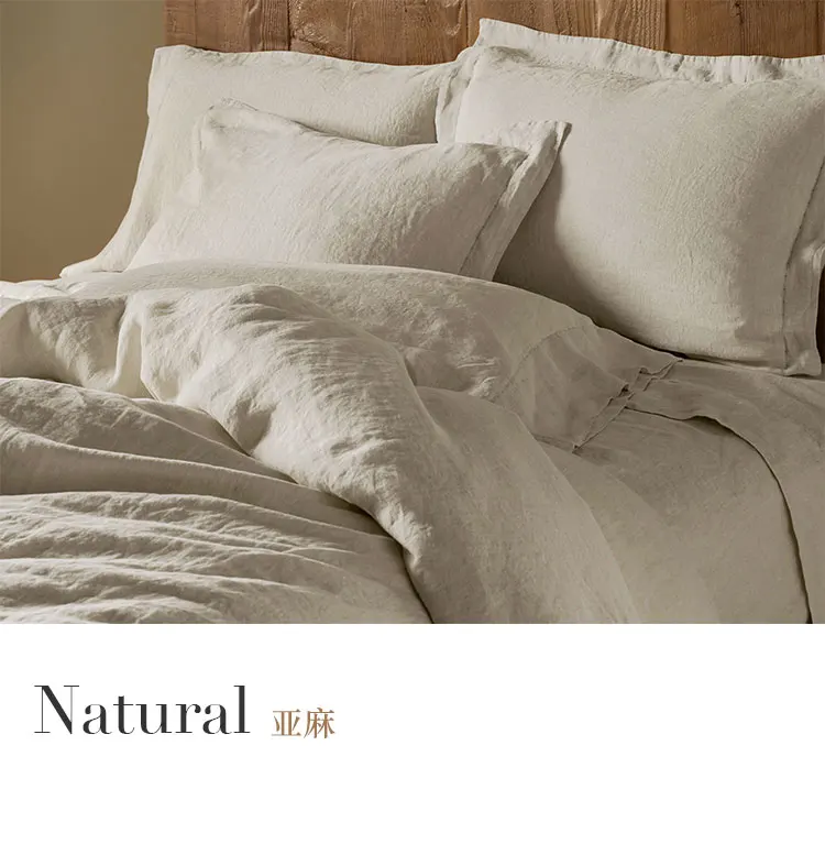 100 Linen Bed Pillow Case For Hotel Home Removable Cover Striped Plaid