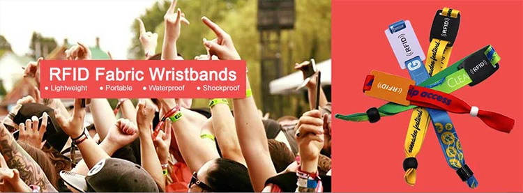 Full Color F08 1K RFID Fabric Wristband Sporting Events Music Festivals NFC Parties Ticket Bracelet For Cashless Event