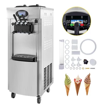 VEVOR Commercial 1713W Single Flavor Ice Cream Maker 4.5L Stainless Steel Cylinder LED Panel Auto Clean Pre-cooling for