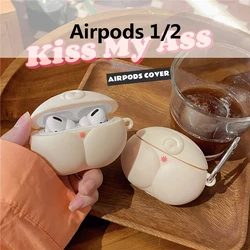 Silicone Cover for Airpods 1 2 Portable 3D Cute Lovely Pig Butt Design Wireless Headphone Case for Apple Air pods Pro Protective