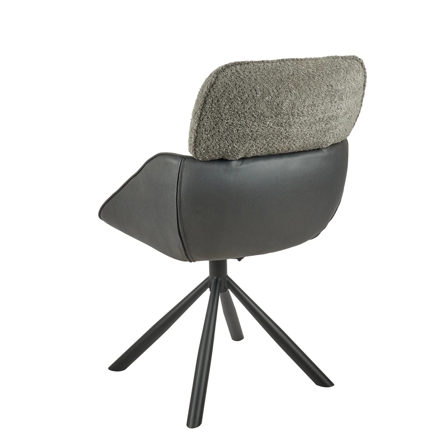 Fabric Patchwork Design High Back Chairs Armless Dining Chair 360° Swivel Bucket Chair