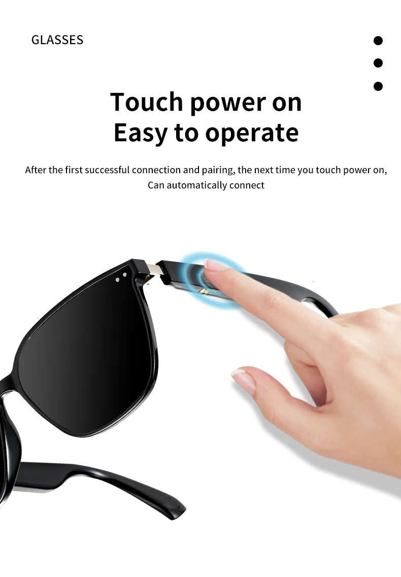 2026 MZ06 Audio Smart Glasses Music Touch Control Waterproof Hands-Free Calls Sunglasses Voice Assistant Smart Wearable Headset
