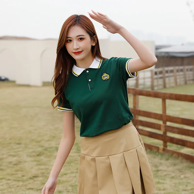 OEM ODM Custom Design Fabric Colour Kindergarten Primary Children Polo Shirt Skirt Boys and Girls Summer School Uniform Dress