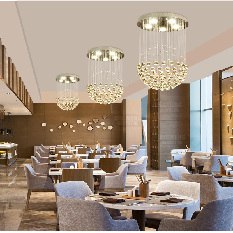 K9 Crystal Chandelier round Shape Pendant Light with Hanging Wire for Living Room Restaurant Ceiling Lamp Elegant Ball Design