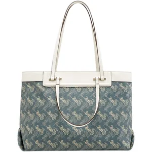 Women's Retro Style Large Capacity Canvas Tote Shoulder Bag Customized PU Leather Minimalist Niche Design Water Resistant New