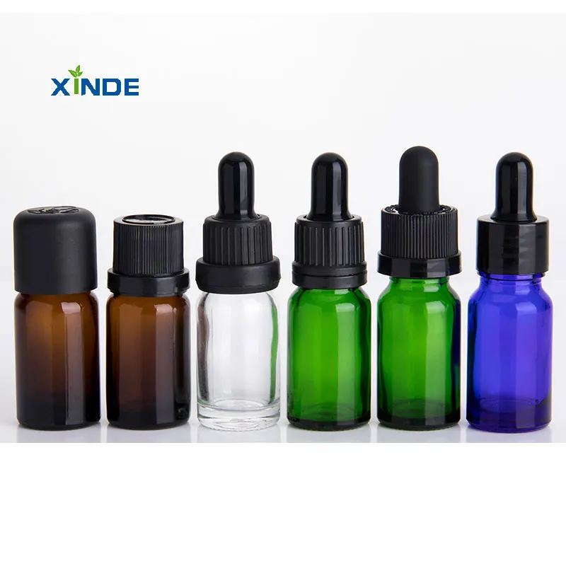 Fancy cosmetic packaging 3ml 5ml 10ml 30ml 50ml 10ml amber black essential oil glass dropper bottles