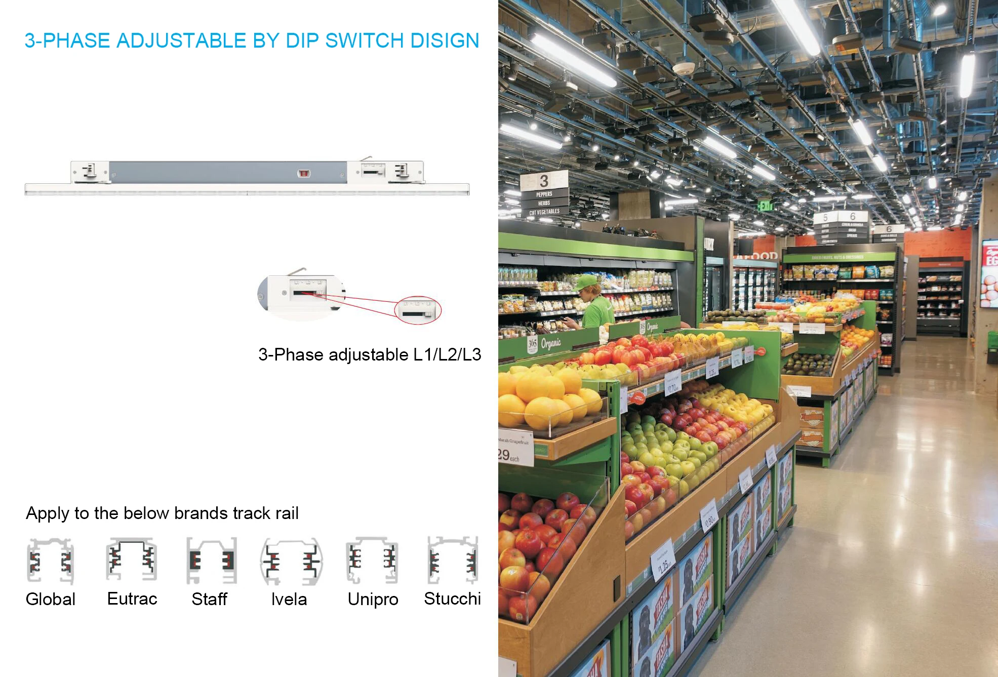 TRIEO Горячая оптовая продажа 160 лм/Вт белый или розничный супермаркет линейный трек свет