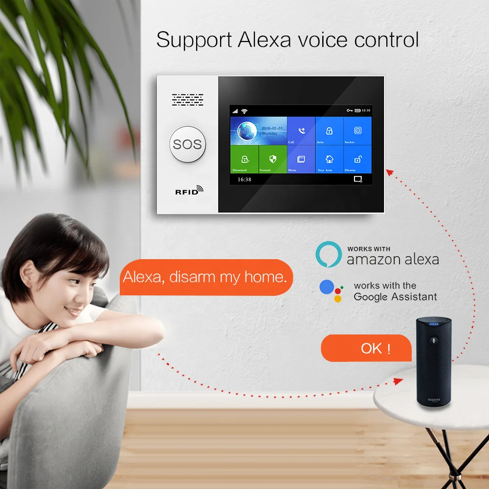 PGST Tuya Smart Home Security Alarm System Wifi & Gsm 433mhz Wireless ABS Material Garden Safe Home Security Kit