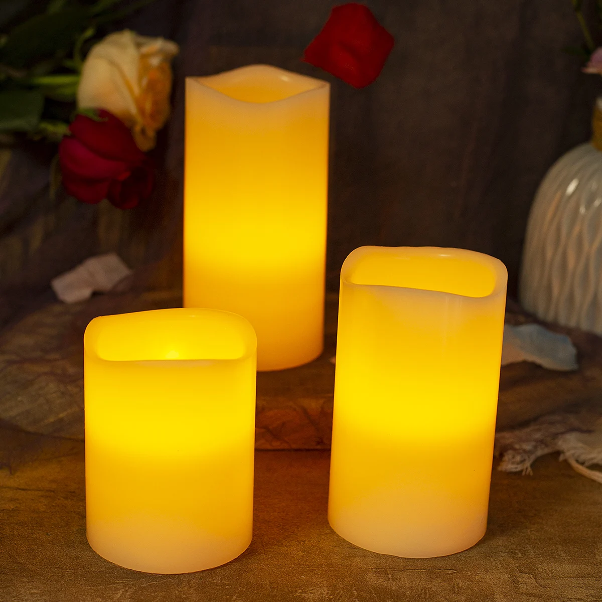 Wave mouth paraffin flameless LED candles can be customized with colorful lights remote-controlled holiday decor home decor