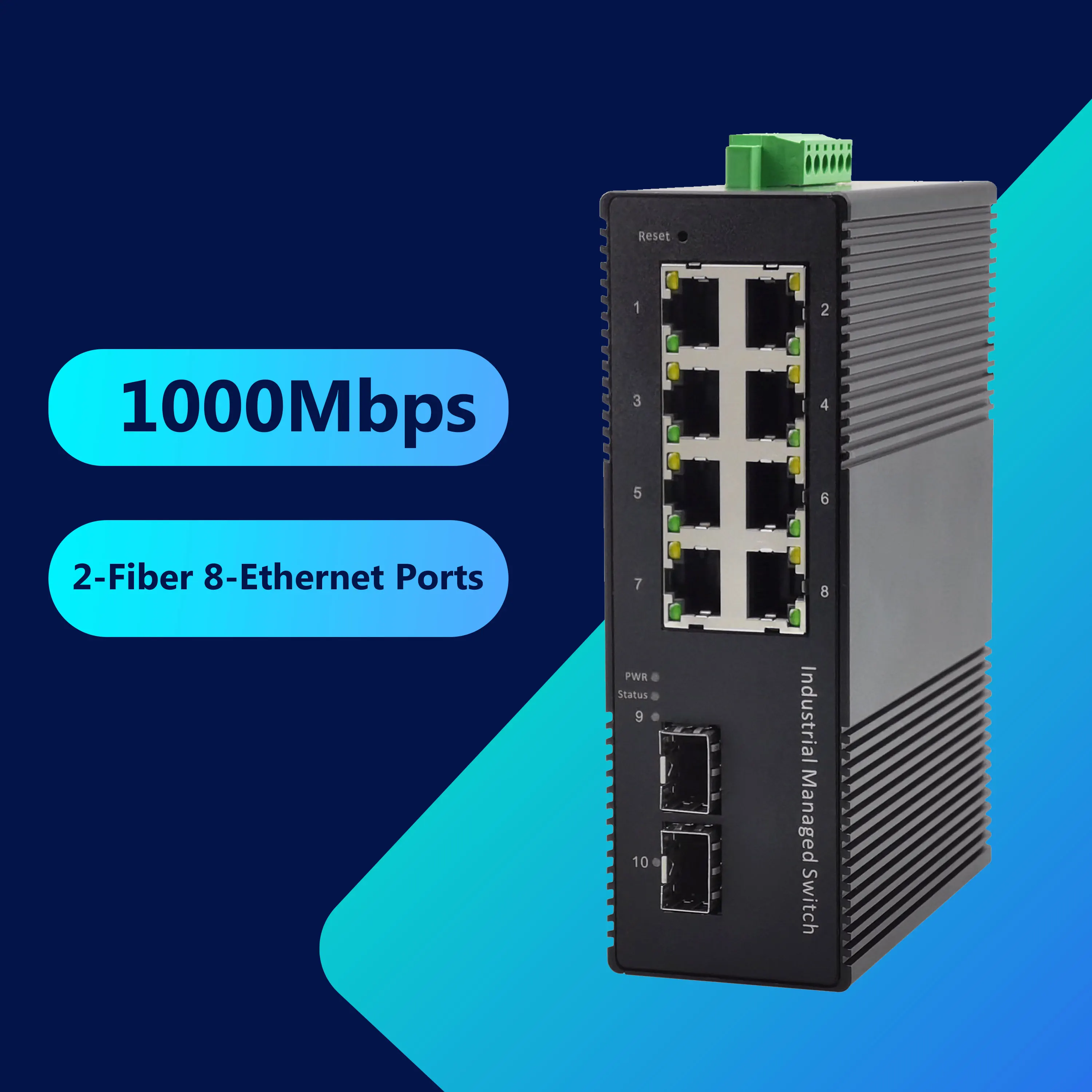 IP40 Metal Housing Wide Temp SFP Options Compact High-Density 10-Port Managed Industrial Ethernet Switch