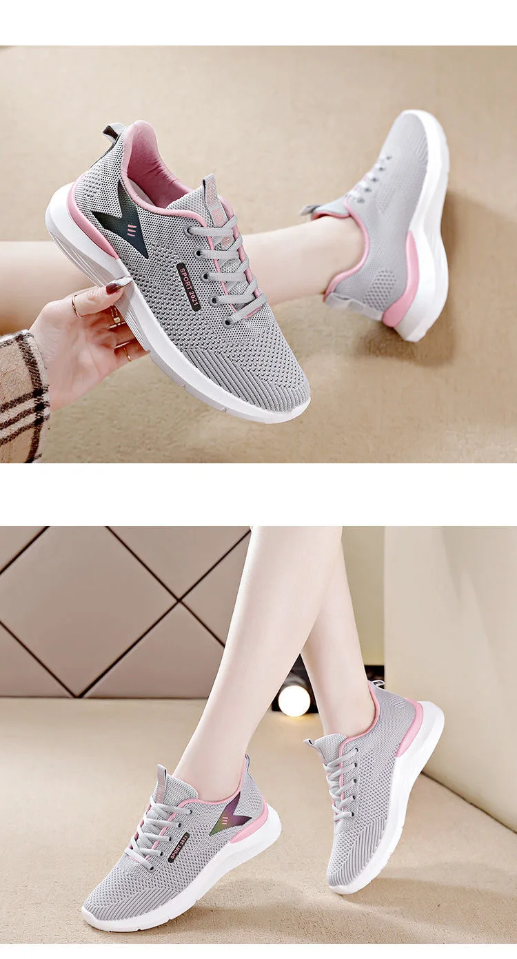 Running Shoes For Women Lady Lace Up Sneakers Comfortable Jogging Shoes Flat Woman Casual Shoes 9850