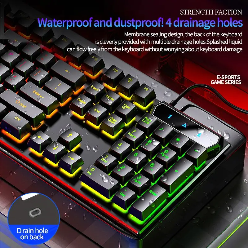 Professional V4 104 Keys Wired Colorful Backlit Rgb Light Computer Mechanical Game Multifunctional Waterproof Keyboards