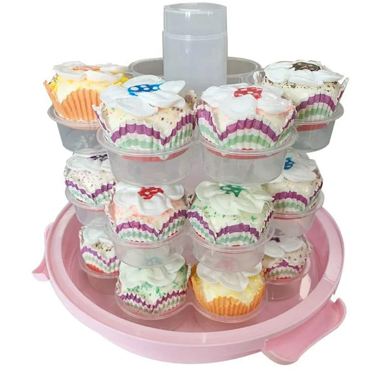 Portable Cupcake Carrier 3-Tier Muffin Holder Container Storage