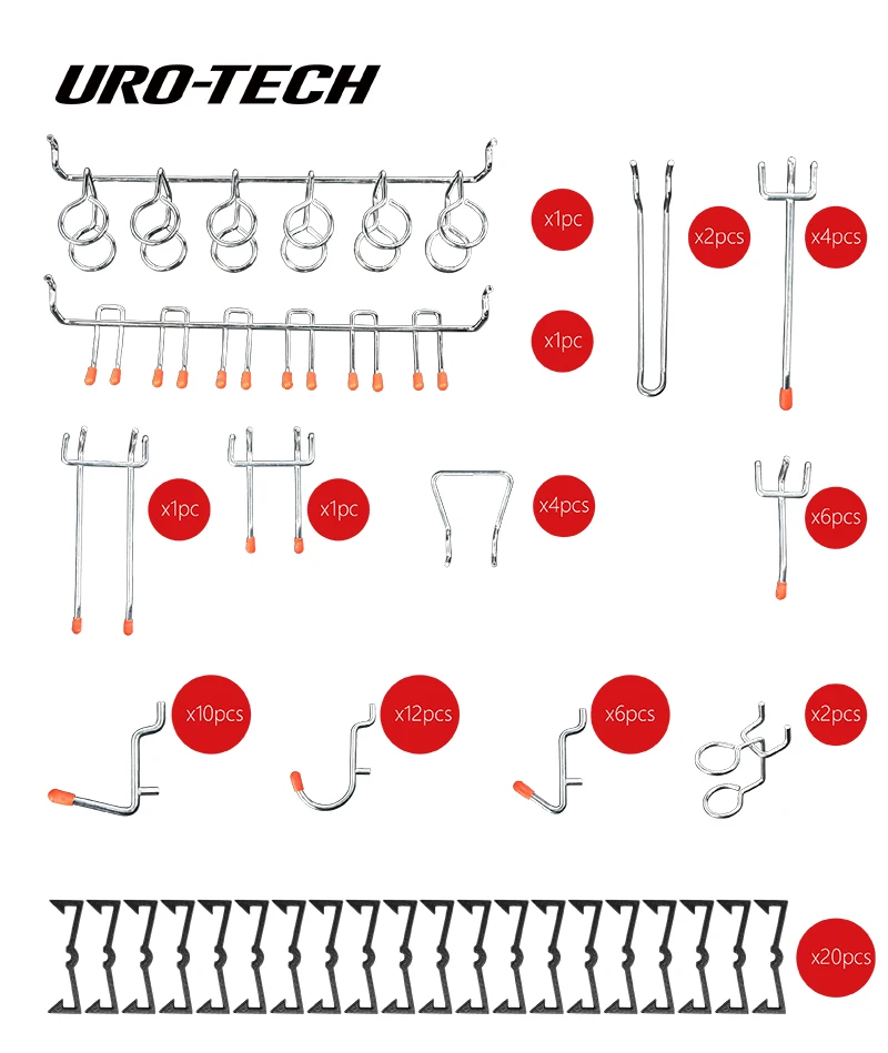 50pcs Pegboard Hook Kit With Basket