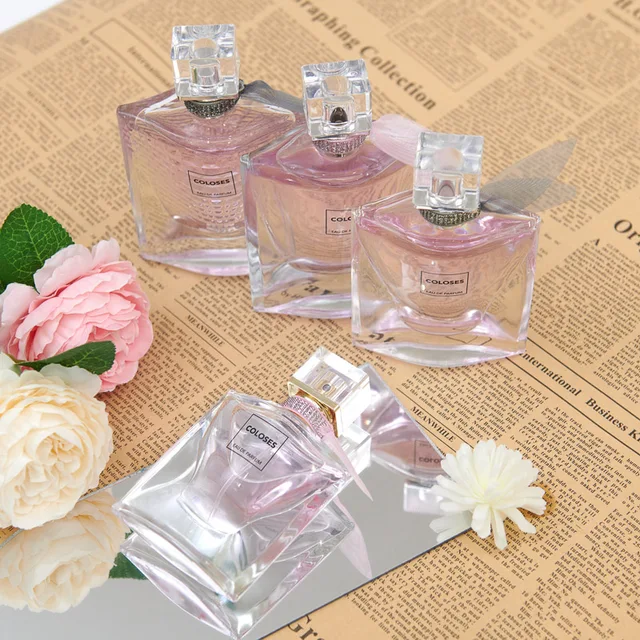 High-end 30ml 50ml 75ml Transparent Empty Flat Square Spray Fragrance Perfume Bottle