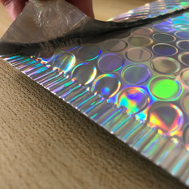 Shipping Packaging Holographic Bubble Envelope Mailing Bags Rainbow