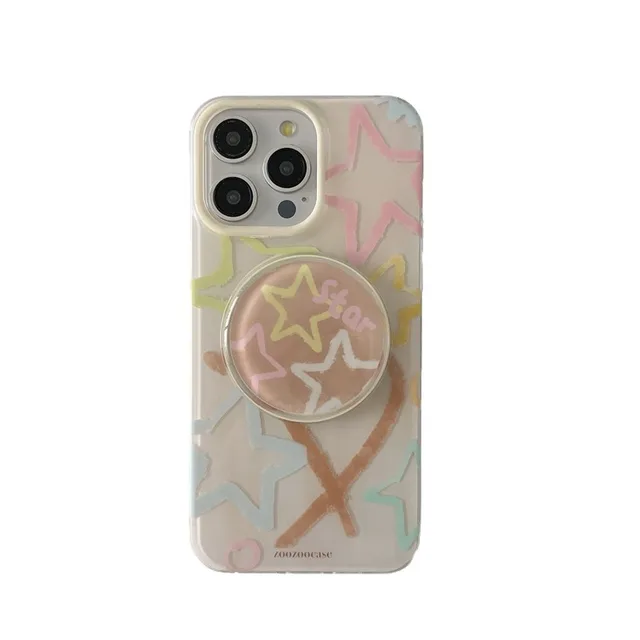 ins Hand-painted Star Line Magnetic Charging  Shockproof Protective Mobile Phone Cover Case For iPhone 11 12 13 14 15 Pro Max