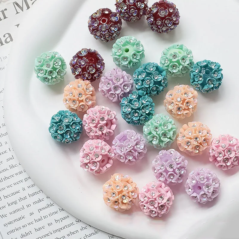 Wholesale Diy Chunky Plastic Flower Bead Bulk 20mm Rhinestone 3d Flower