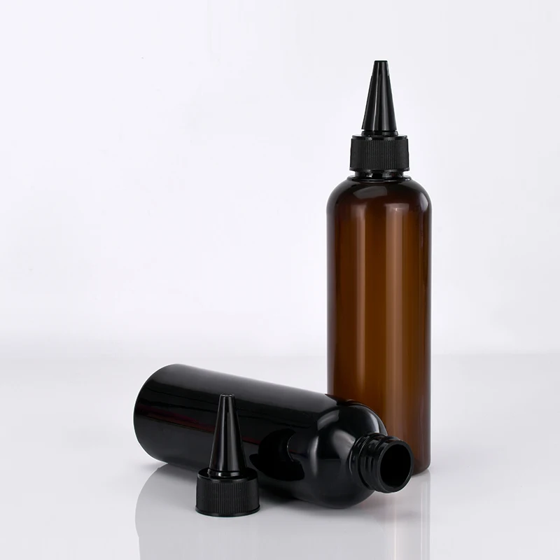 Empty 60ml 100ml 150ml clear Plastic Hair Oil Squeeze Applicator Packaging Bottle With Twist-open Dispensing Cap