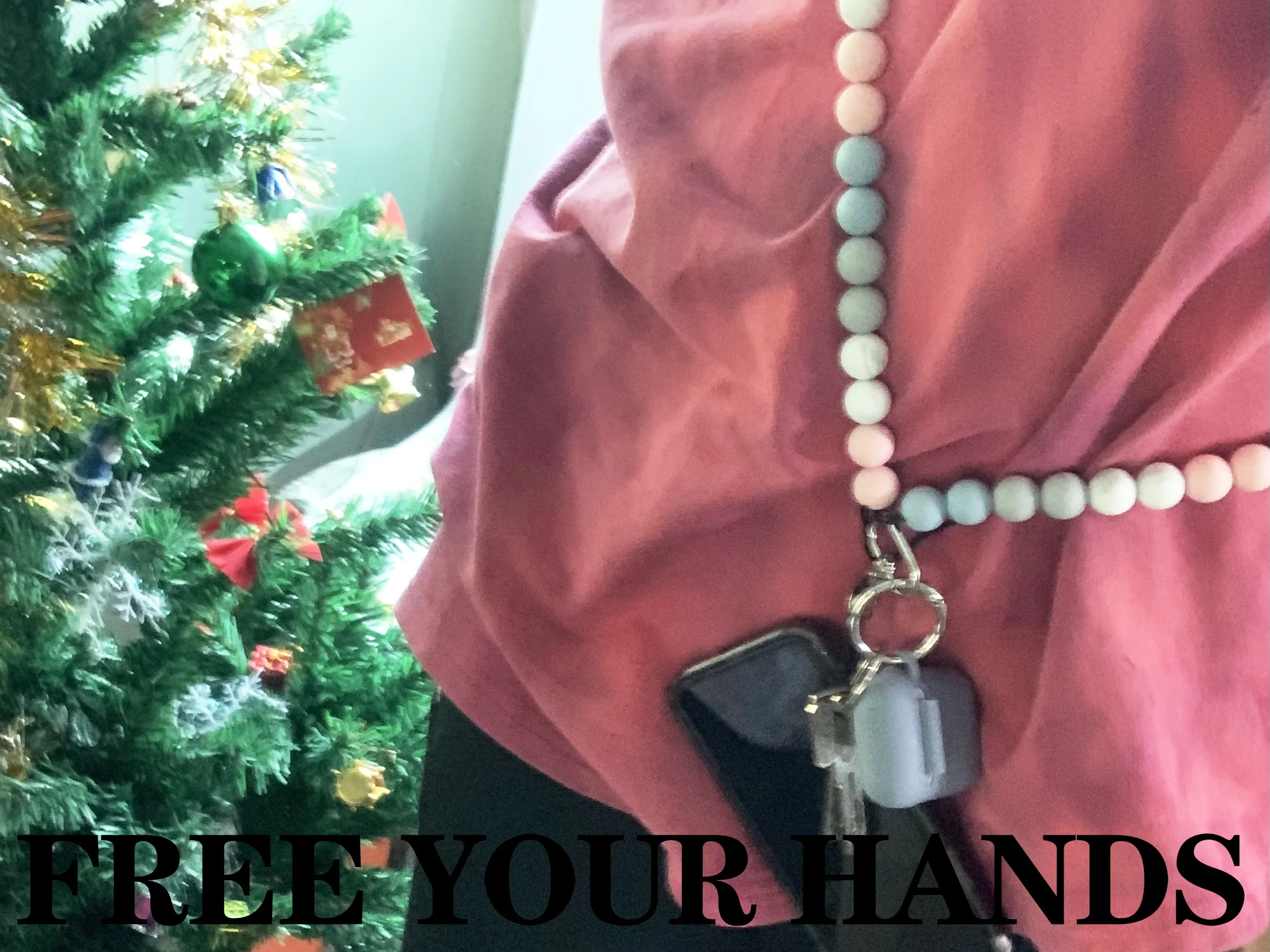 Custom Silicone Beaded Lanyard No Loose Keys ID Badge Phone Lanyard Silicone Bead Crossbody Chain