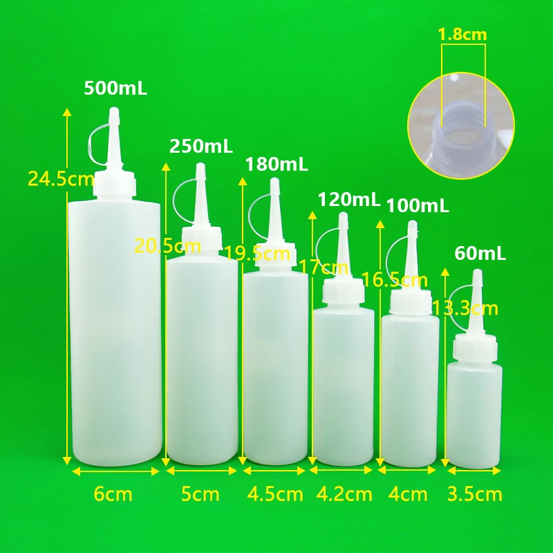 Empty HDPE Plastic Dropper Bottles with Screw Cap Super Glue Packaging in 60ml 100ml 120ml 180ml 250ml 500ml Sizes