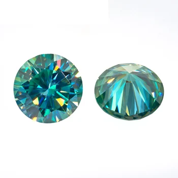 GIGAJEWE Wholesales Loose 8mm 2ct Round Cut cyan blue green Colored for Making Jewelry Moissanite Diamonds