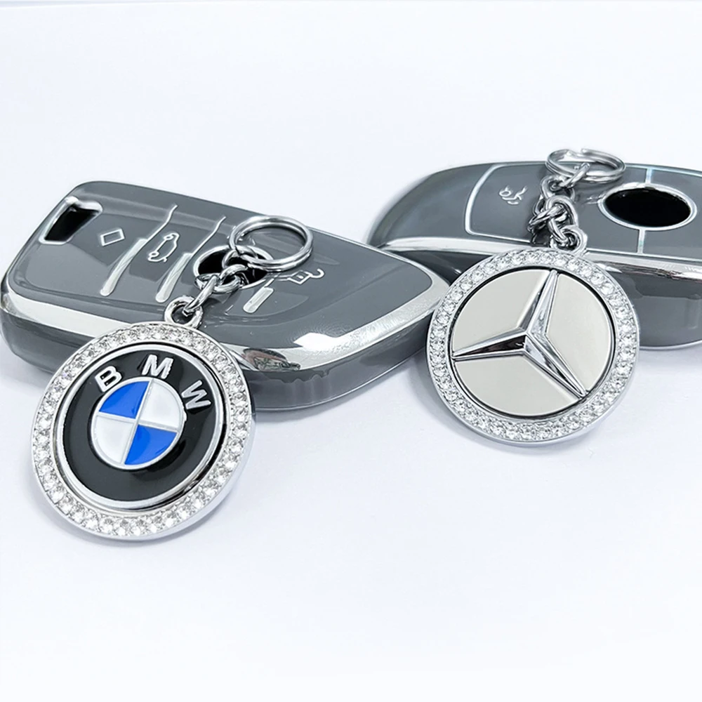 Double-Faced  Zinc Alloy  Car Logo Keychains  Metal Key Rings Full of Diamonds Key Rings Pendant Wholesale